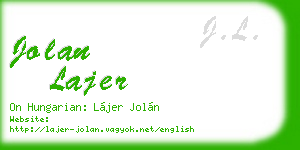 jolan lajer business card